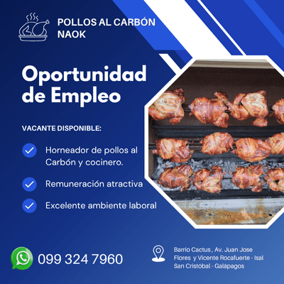 Se busca Horneador de Pollos al carbón en San Cristóbal – Galápagos 🐔
