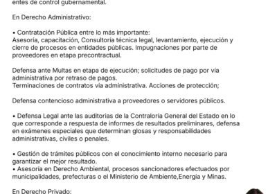 ABOGADO ESPECIALISTA COMPLAINCE CORPORATIVO PUBLICO Y PRIVADO, PRESTA SERVICIO DE DEFENSA LEGAL ANTE PROCESOS DE CONTROL GUBERNAMENTAL EN CONTRATACIÓN PÚBLICA, AMBIENTAL Y SOCIETARIO - Guayaquil SERVICIOS-LEGALES