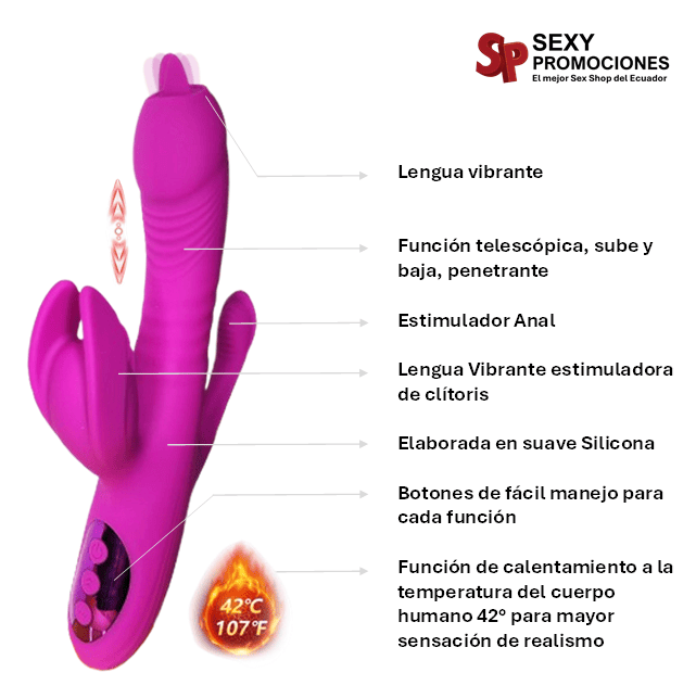 Vibrador Telescópico Mantis Triple Estimulación