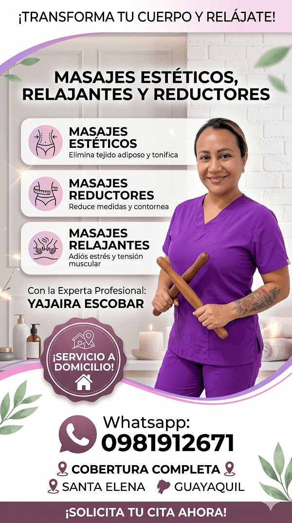 Masajes estéticos relajantes y reductores a Domicilio :: Santa Elena y Guayaquil