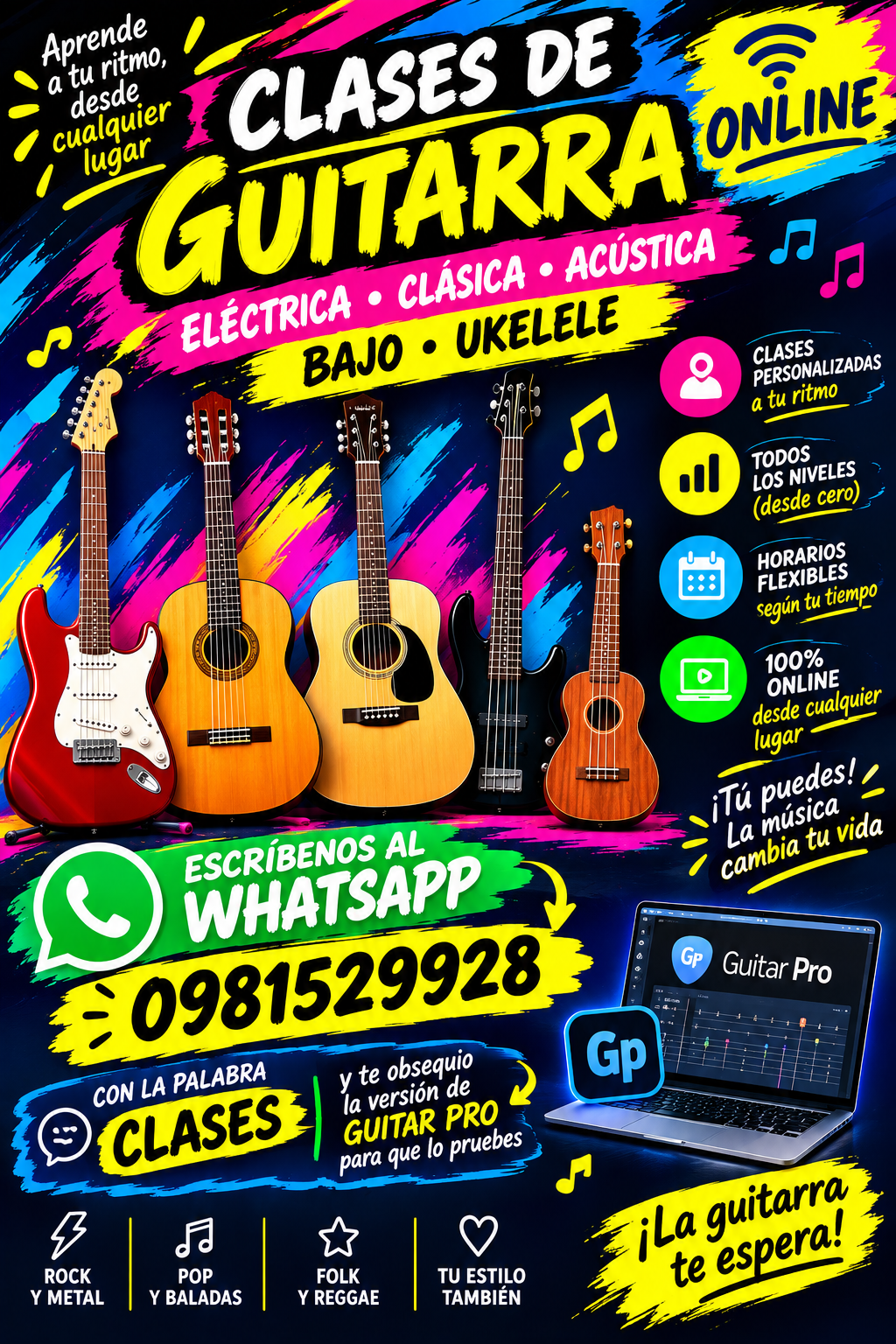 Clases de Guitarra Bajo Ukelele Online