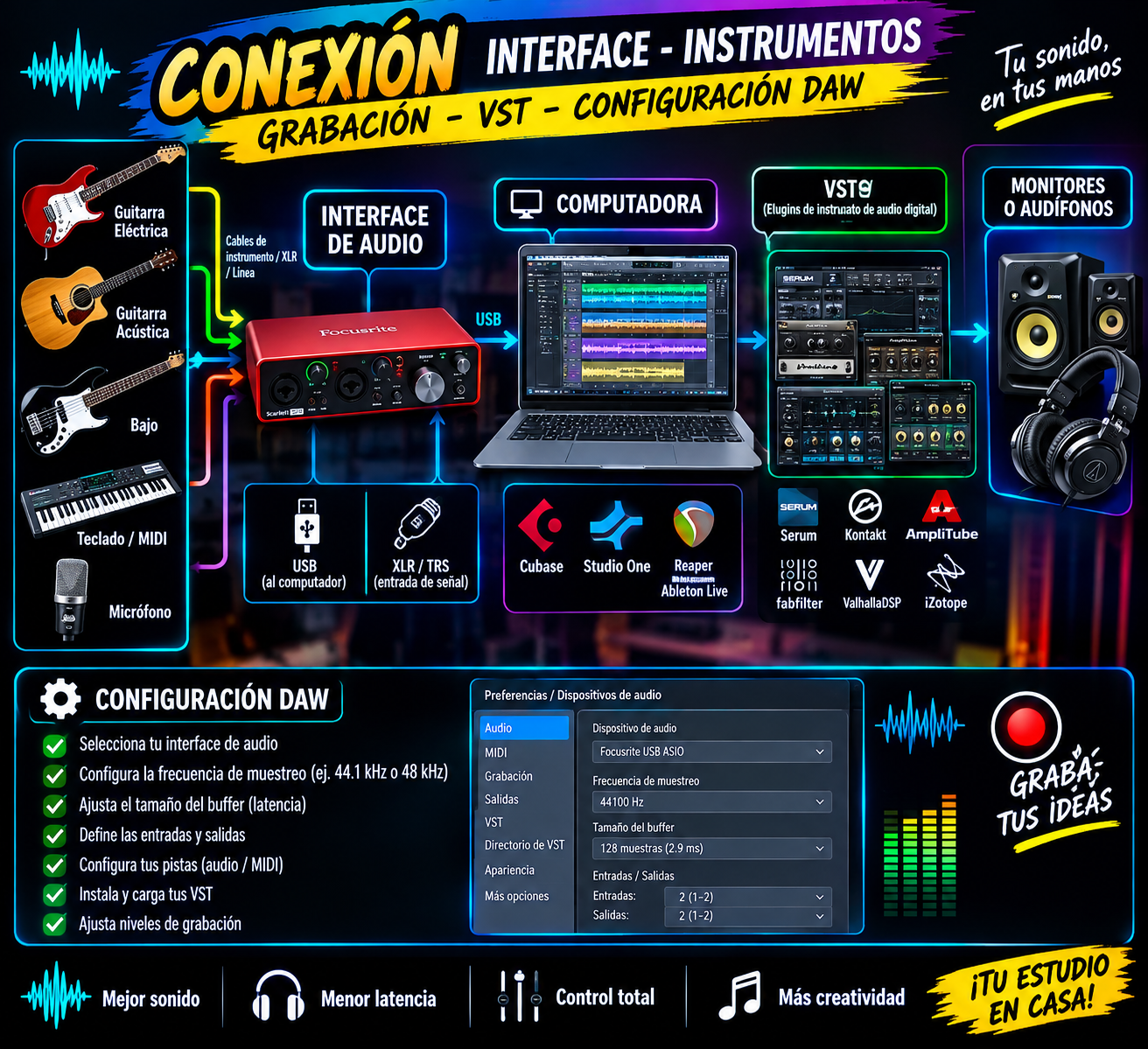 Configuración instalación Grabación VST DAW